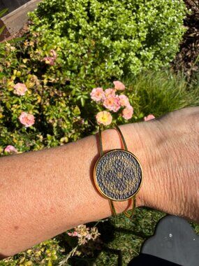 Upcycled Louis Vuitton Monogram Canvas Gold Cuff Bracelet